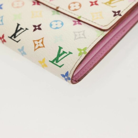 LOUIS VUITTON Multicolor Portefeuille Sarah Wallet White M93532 LV Auth 142372 - Picture 4 of 16